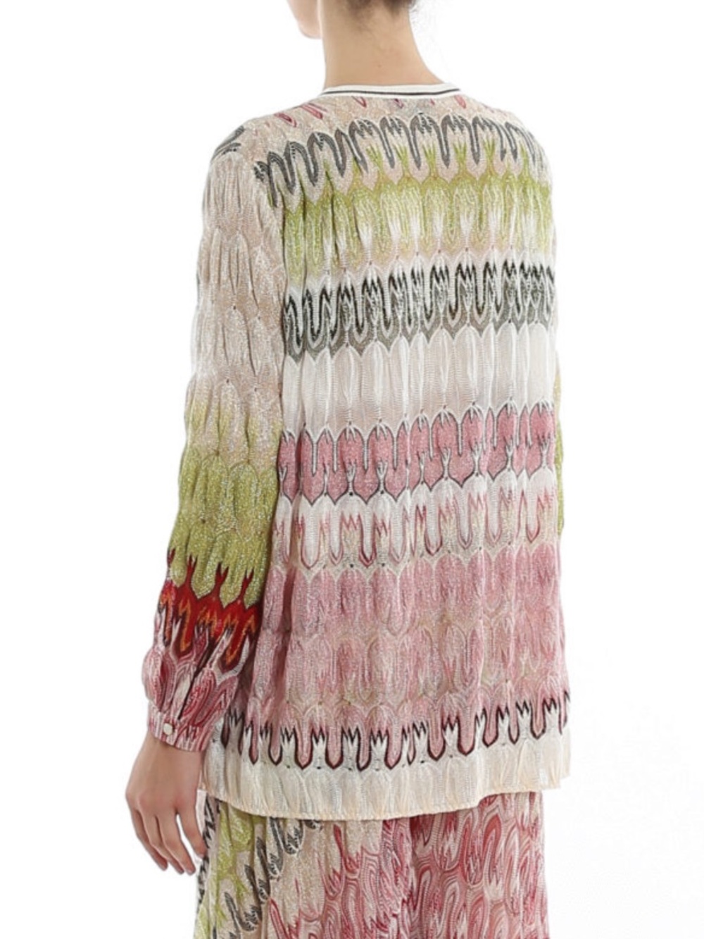 Missoni Multicolor V-Neck Knit Sweater in Pink, Green, Cream IT42 - Picture 3 of 14